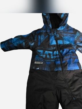 Quiksilver Black and Blue Graphic Hooded Snow Suit Toddler